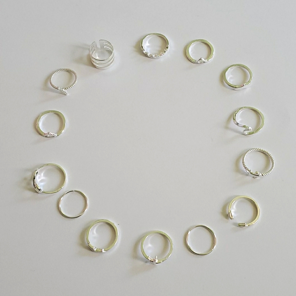 Silver colored rings Pack of 14 NWT